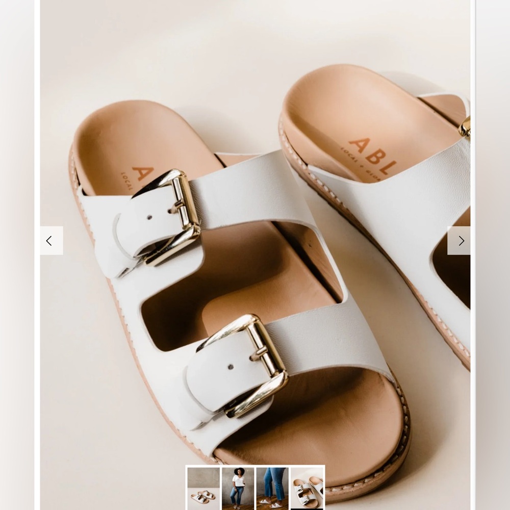 Able Whitney Slip On Sandals Gold Buckle Size 7.5